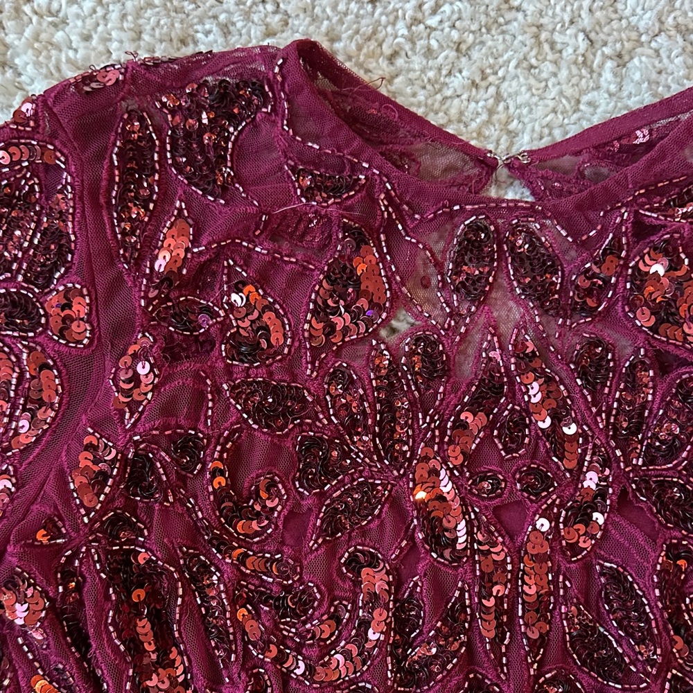 ASOS Burgundy Sequin Mini Dress - Picture 2 of 6